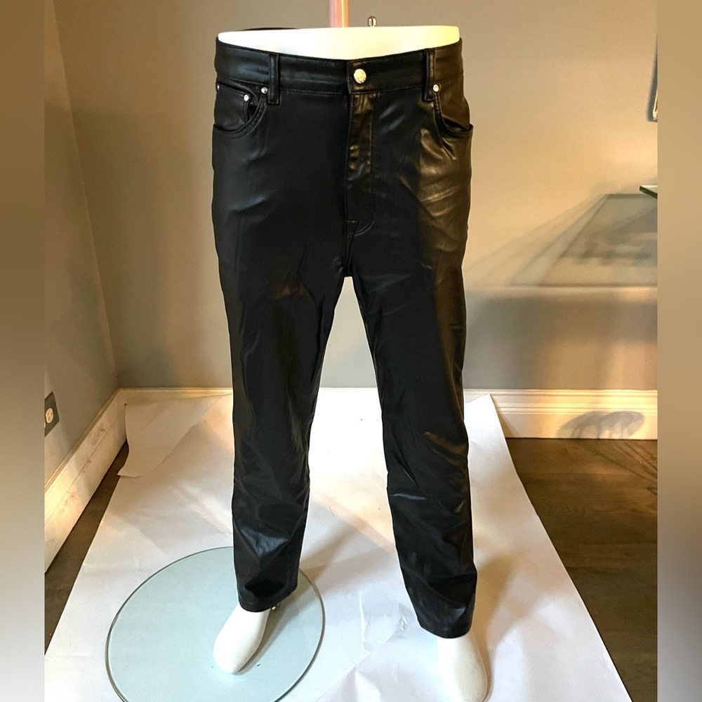 ASOS Men's Black Faux Leather Jeans 32x30